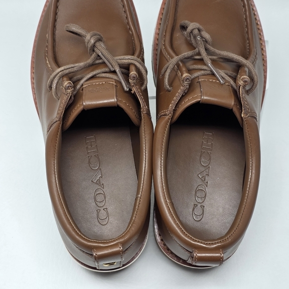 Coach Men\'s Banks Leather Lace-Up Boots Dark Saddle Brown US Size 7.5 D NEW